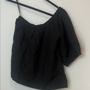 NWT LOFT Women’s‎ Black Off-Shoulder Shabby Chic Linen Blouse Size Medium